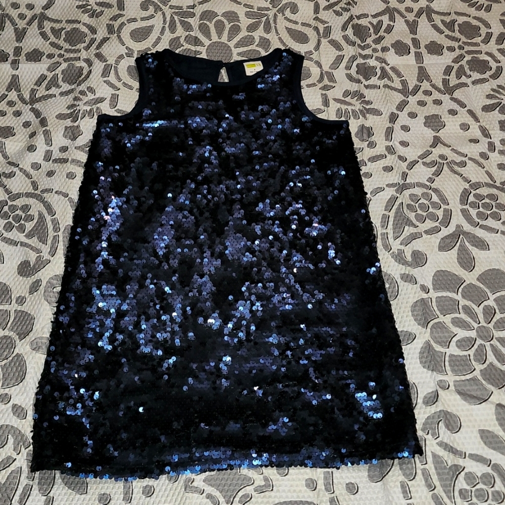 Navy Blue Little Girls Size 4 Sequin Dress
